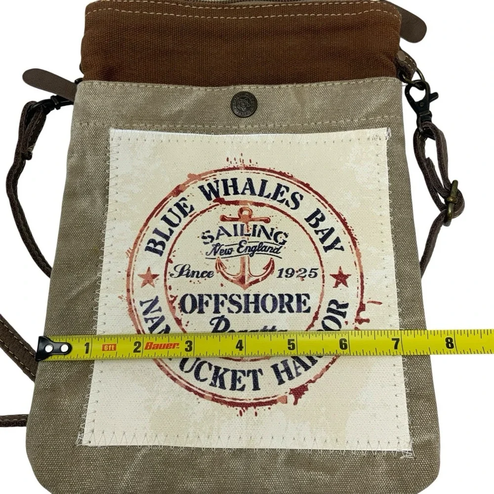 Myra Crossbody Bag Purse Sailing Anchor Harbor‎ Coastal Cottage Nautical Canvas